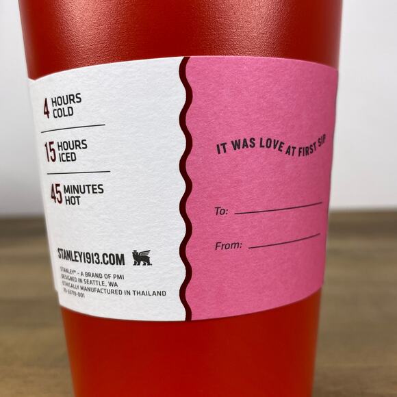 Stanley Tumbler 16 oz Stacking Pint Target Red Stainless Travel Mug Valentines - Picture 4 of 10